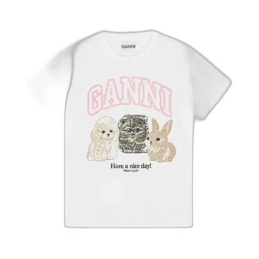 Ganni Logo Detail Short Sleeve T-Shirt