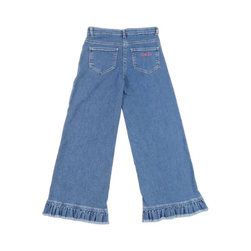 Monnalisa Heart-Embroidered Frayed Jeans