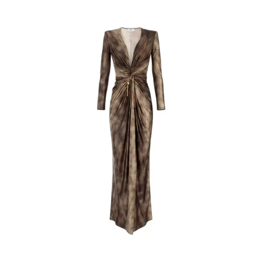 Elisabetta Franchi Printed Twisted Red Carpet Dress