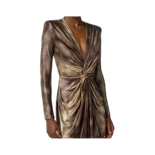 Elisabetta Franchi Printed Twisted Red Carpet Dress