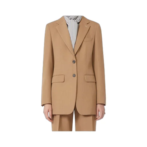 Single Breasted Grain De Poudre Wool Blazer