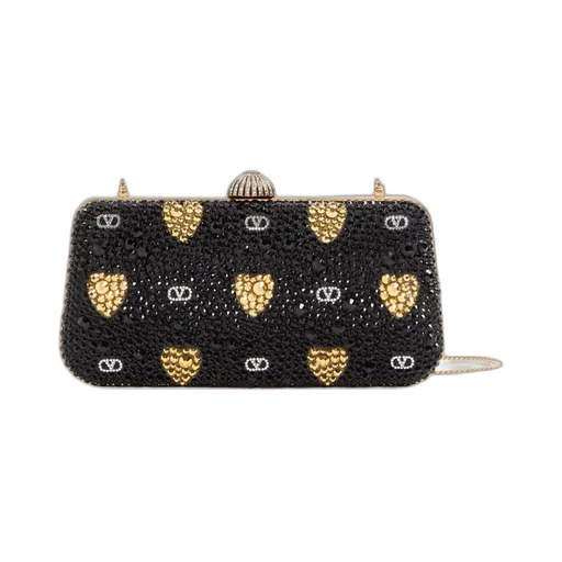Heart Motif Embellished Clutch Bag