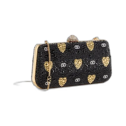Heart Motif Embellished Clutch Bag