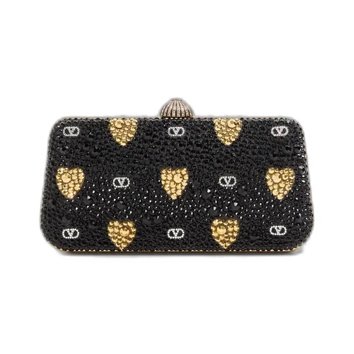 Heart Motif Embellished Clutch Bag