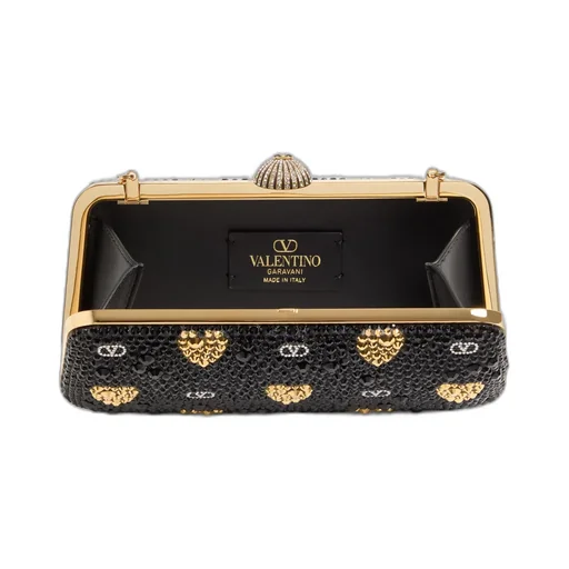 Heart Motif Embellished Clutch Bag