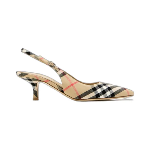 Burberry Check Dame Slingback Pumps