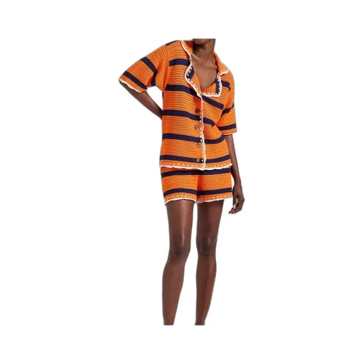 Cerere Striped Crochet Shirt