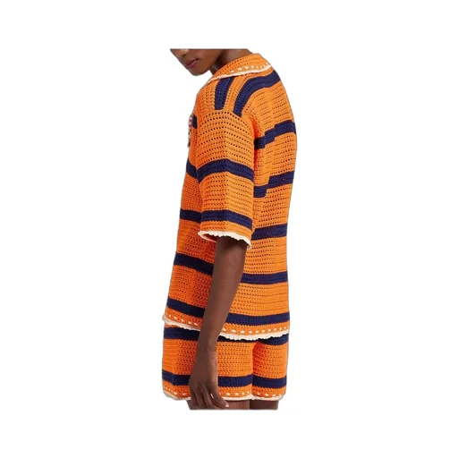 Cerere Striped Crochet Shirt