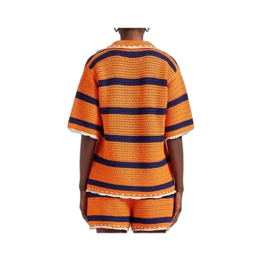 Cerere Striped Crochet Shirt