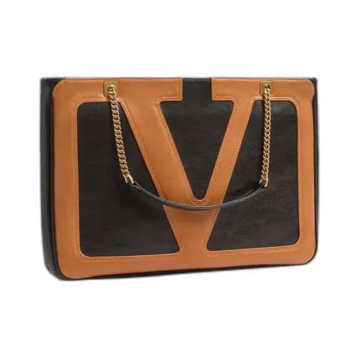 V-Detail Chain Tote Bag