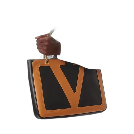 V-Detail Chain Tote Bag