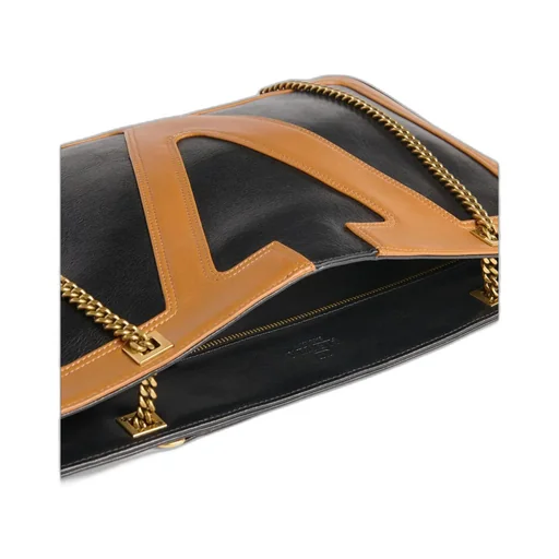 V-Detail Chain Tote Bag