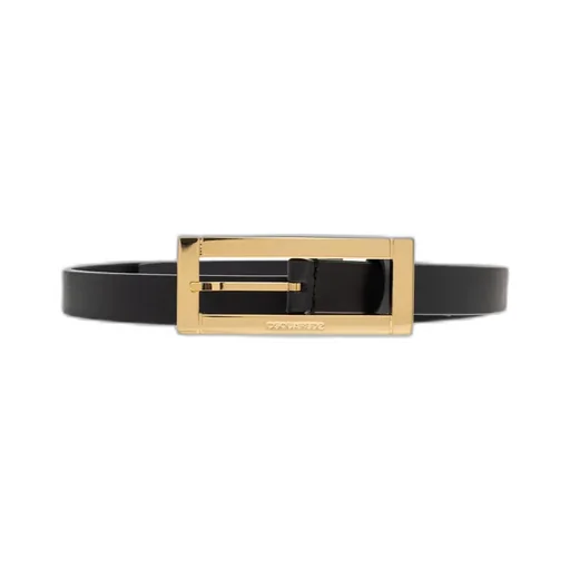 Rectangular-Buckle Leather Belt