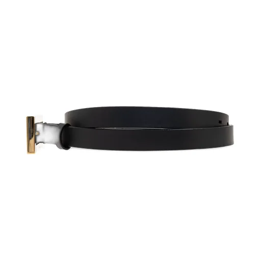 Rectangular-Buckle Leather Belt