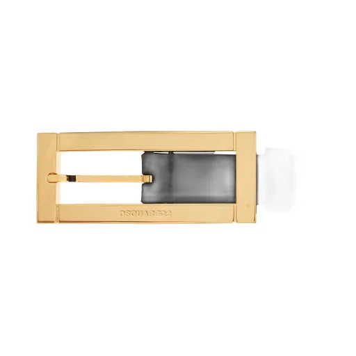 Rectangular-Buckle Leather Belt