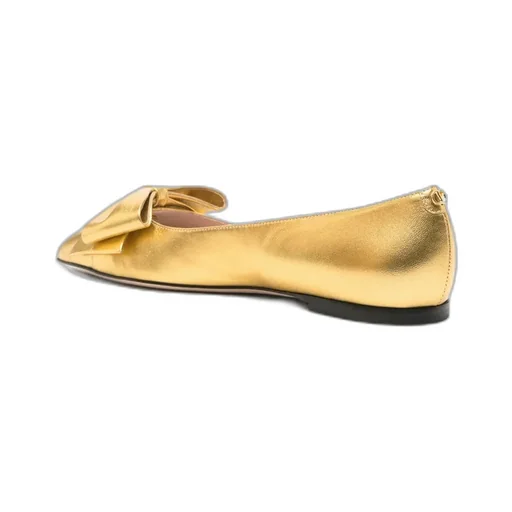 Bow-Embellished Leather Ballet Flats