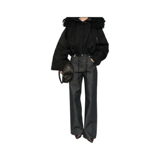 Nylon Knit Collar Short Coat