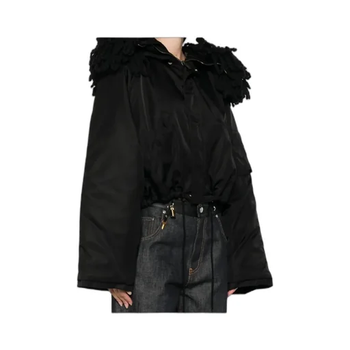 Nylon Knit Collar Short Coat