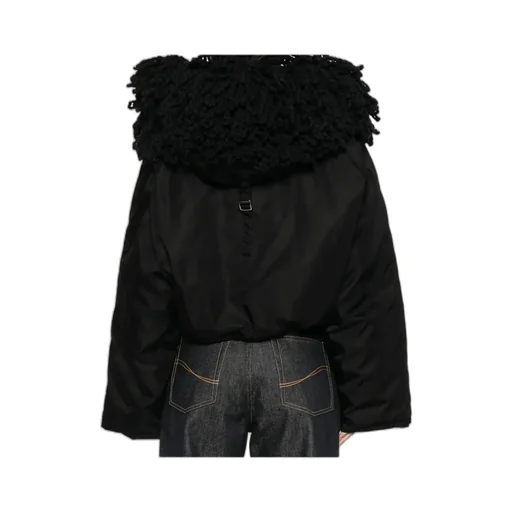Nylon Knit Collar Short Coat