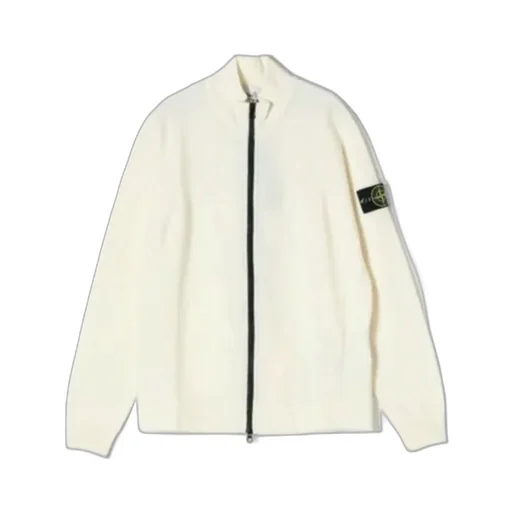 Stone Island Logo Patch Zip-Up Cardigan