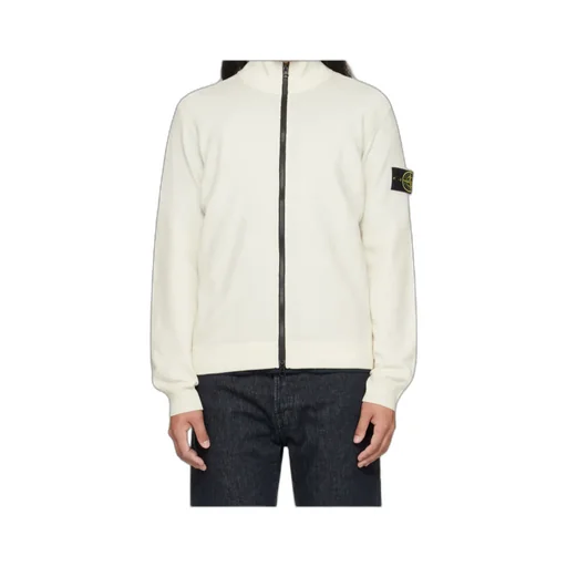Stone Island Logo Patch Zip-Up Cardigan