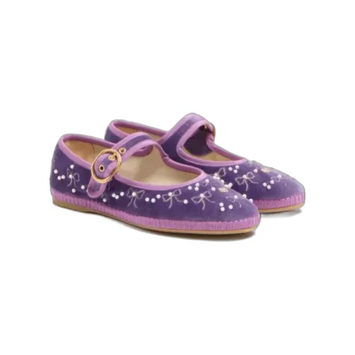 Valentino Endouce Velvet Bow Detailed Ballet Flats
