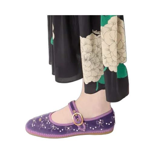 Valentino Endouce Velvet Bow Detailed Ballet Flats