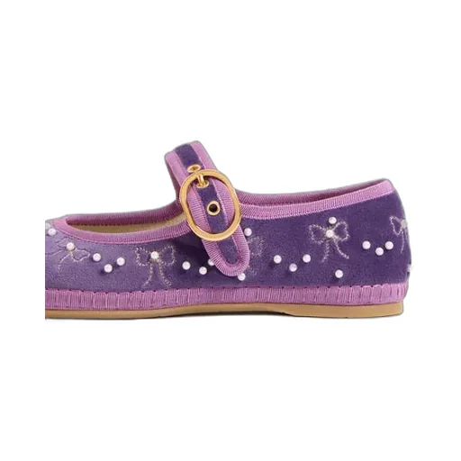 Valentino Endouce Velvet Bow Detailed Ballet Flats