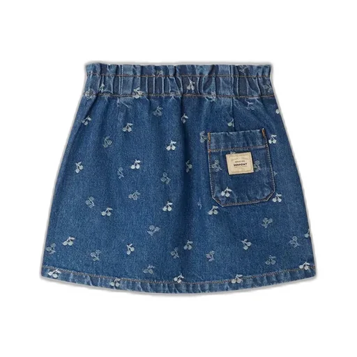 Bonpoint Cherry-Print Denim Skirt