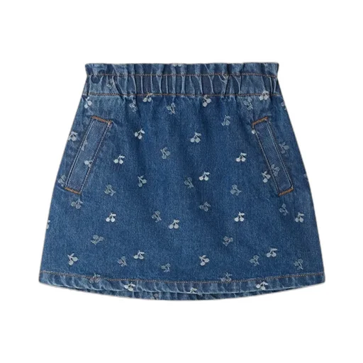 Bonpoint Cherry-Print Denim Skirt