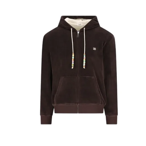 Zipped Hoodie In Velvet Cotton