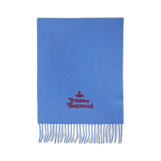 Vivienne Westwood Logo Embroidered Fringed Scarf
