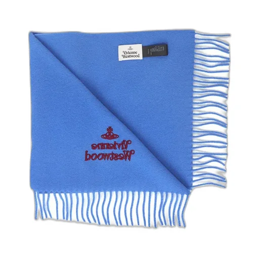 Vivienne Westwood Logo Embroidered Fringed Scarf