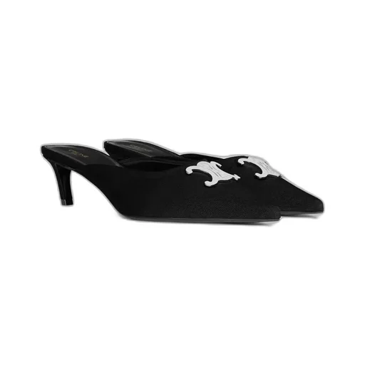 Celine Alma Triomphe Mule In Gros-Grain Fabric