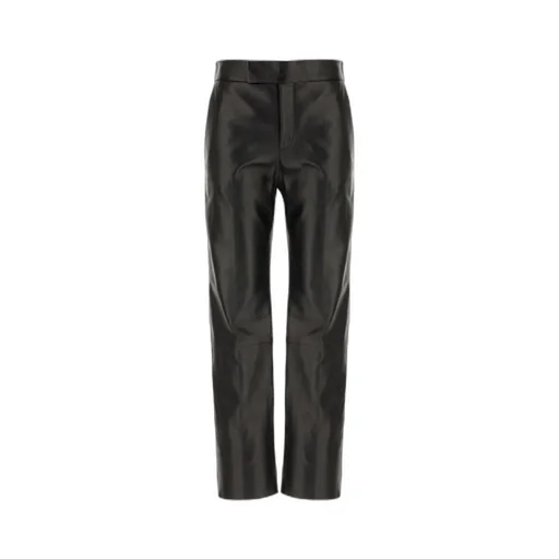 Straight-Leg Leather Pants