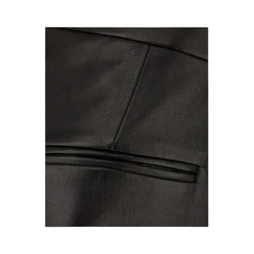 Straight-Leg Leather Pants