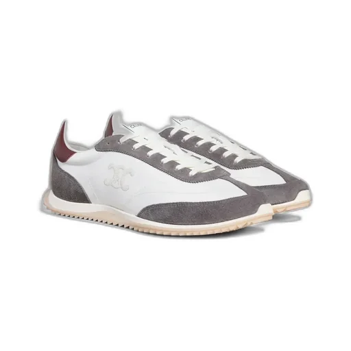 Celine Racer Low Lace-Up Sneaker With Triomphe In Nylon, Suede Calfskin And Calfskin