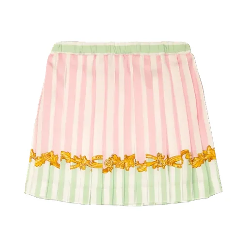 Pleated Striped Skirt