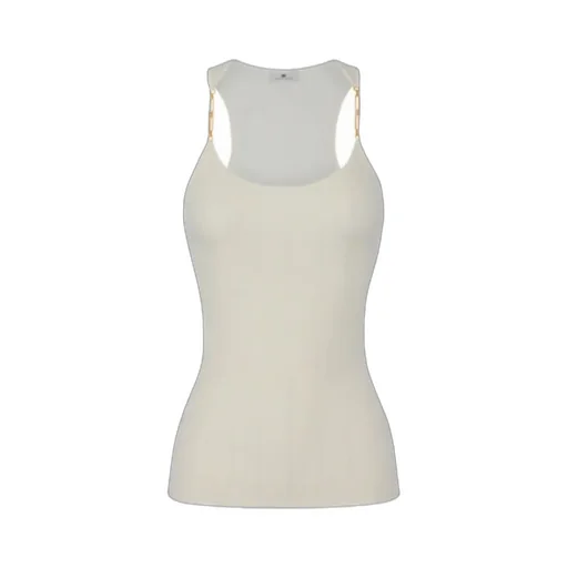 Chain-Straps Ribbed Top
