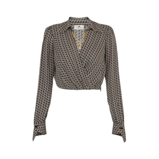 Geometric-Print Wrap Top