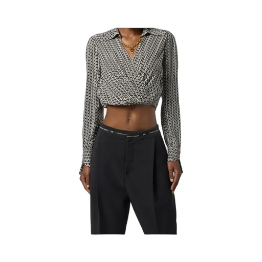 Geometric-Print Wrap Top