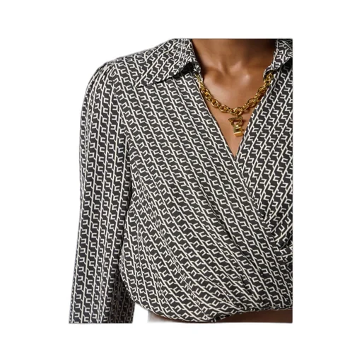 Geometric-Print Wrap Top