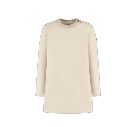 Button-Detailed Crew-Neck Dress