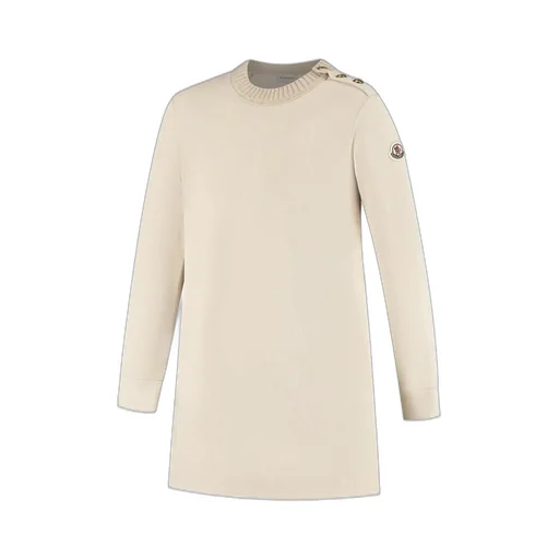 Button-Detailed Crew-Neck Dress