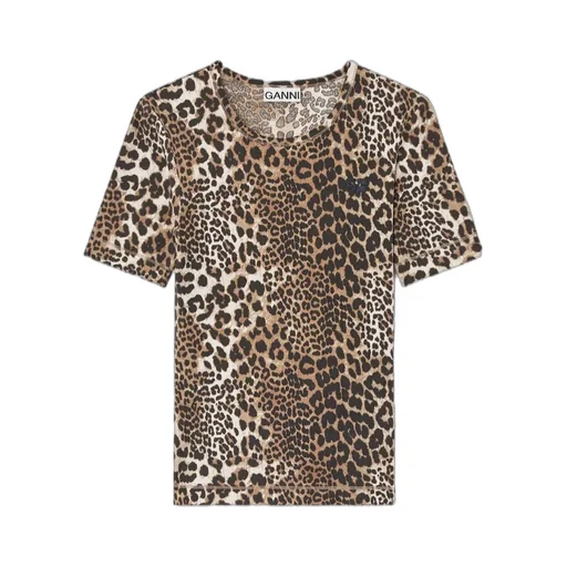 Ganni Leopard Rib T-Shirt