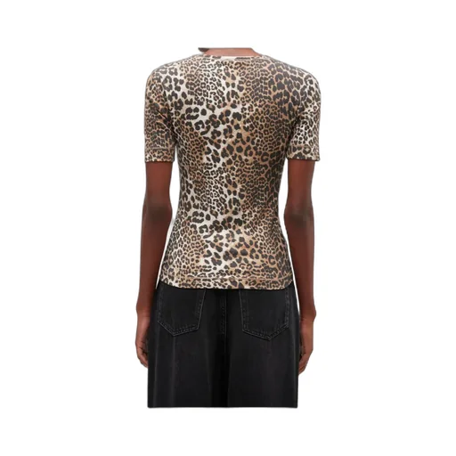 Ganni Leopard Rib T-Shirt