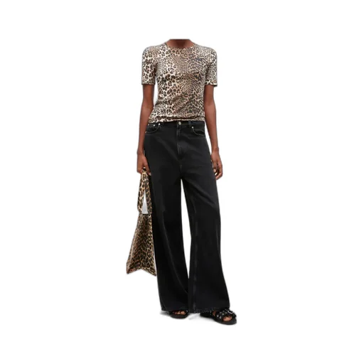 Ganni Leopard Rib T-Shirt