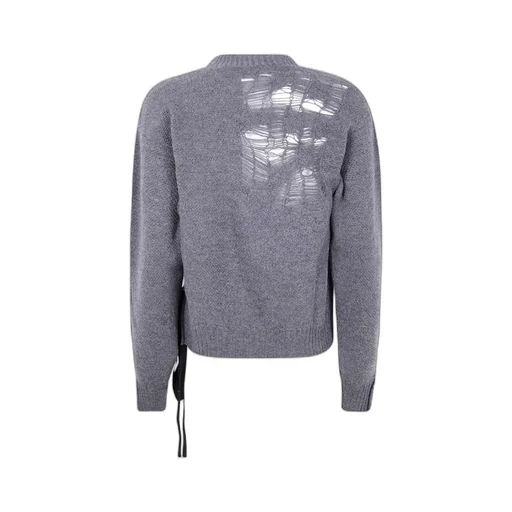 Distressed Side-Tie Wool Sweater