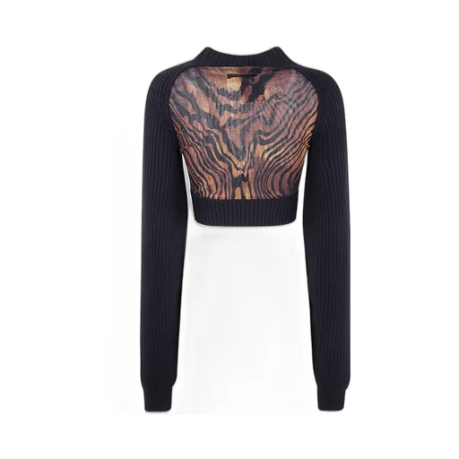 Wood-Print Wool Top