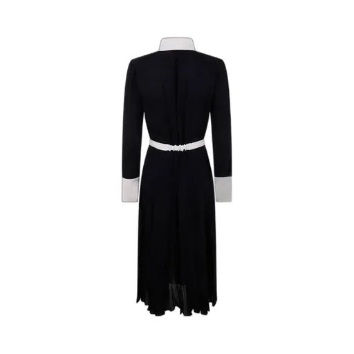Pleated Buttoned Midi Dress